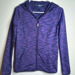 Meru long sleeve womens athletic purple teal fucshia jacket.